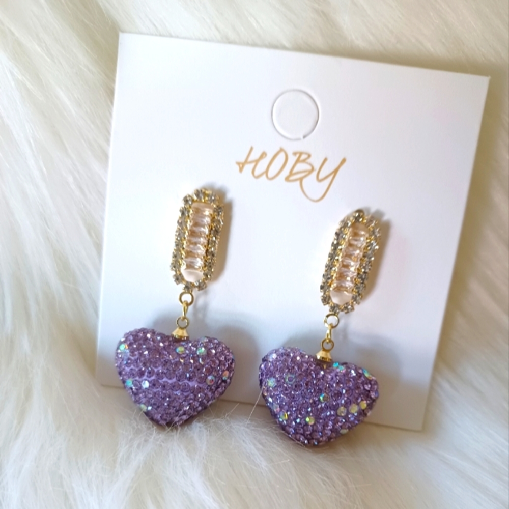 Purple heart shaped earrings